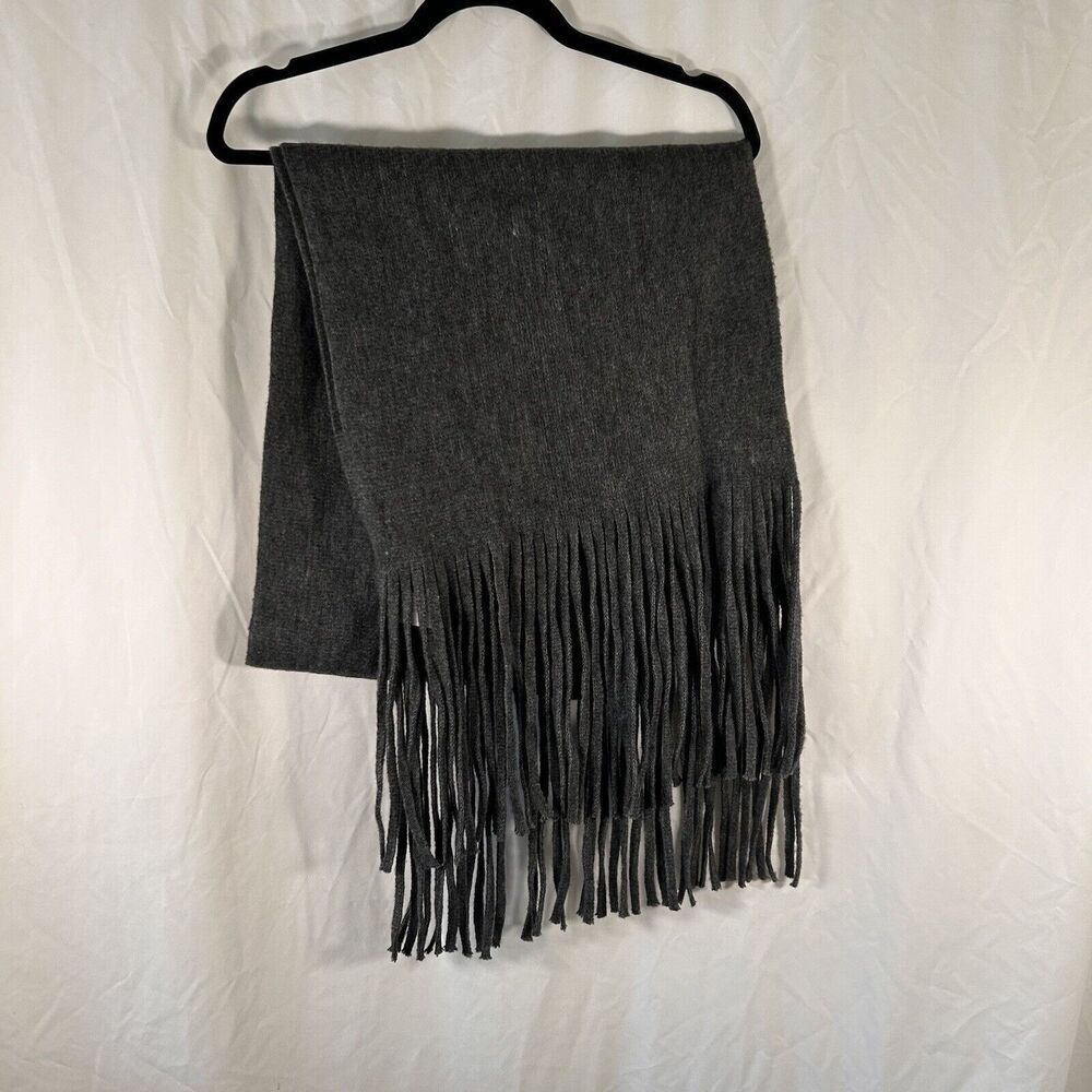 Lucky Brand Scarf Unisex Grey Knit Polyester Blend 14.5" Wide Length 73"